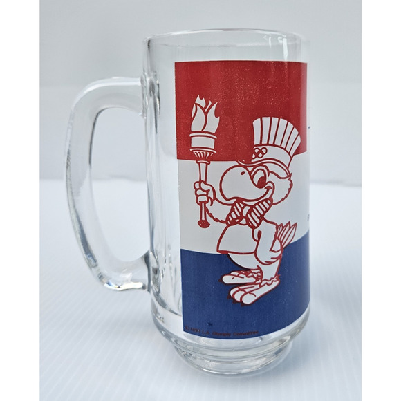 Los Angeles 1984 XXIII Olympics On Site Heavy Bar Mug Glass RARE Sam Eagle - Picture 2 of 6